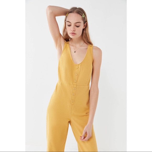 NWT UO Mustard Button Front Jumpsuit - Picture 5 of 5